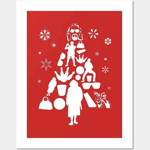 Big Lebowski Christmas Tree Silhouette White Wall Art by Rebus28